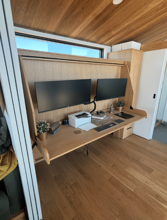 Natural finish Hiddenbed desk setup